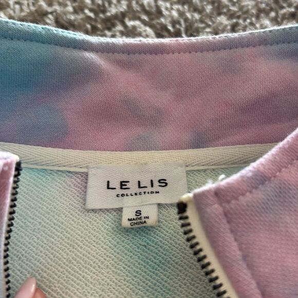 LE LIS cali quarter zip pullover in tie dye cotton candy size Small - Picture 2 of 4